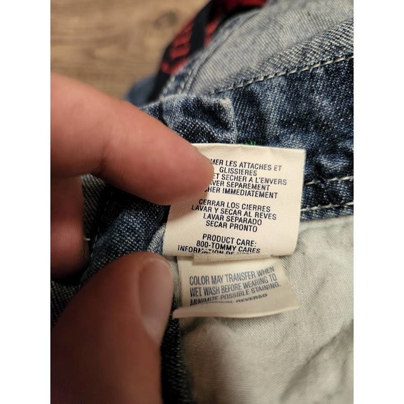 Vintage 2001 Y2K Tommy Hilfiger Tommy Jeans Blue Denim Overall Shorts Adult M - Picture 8 of 9